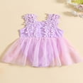 thumbnail image 3 of Infant Girls Romper Dress Lace Flower Sleeveless Mesh Tulle Jumpsuits, 3 of 9