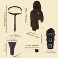 thumbnail image 2 of Halloween Warrior Outfit, Medieval Renaissance Knight Costume Set, Hooded Scarf Shoulder Armor Lace Up Shirt Belt Gauntlet Full Cosplay Outfit for Halloween Warrior Party, Black XL, 2 of 4