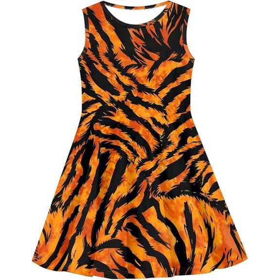 Likimi Child Girls Dress Sleeveless Graphic Print Crew Neck Dresses For Girls Everyday Wear Soft Casual Clothes Size 3-4 Years