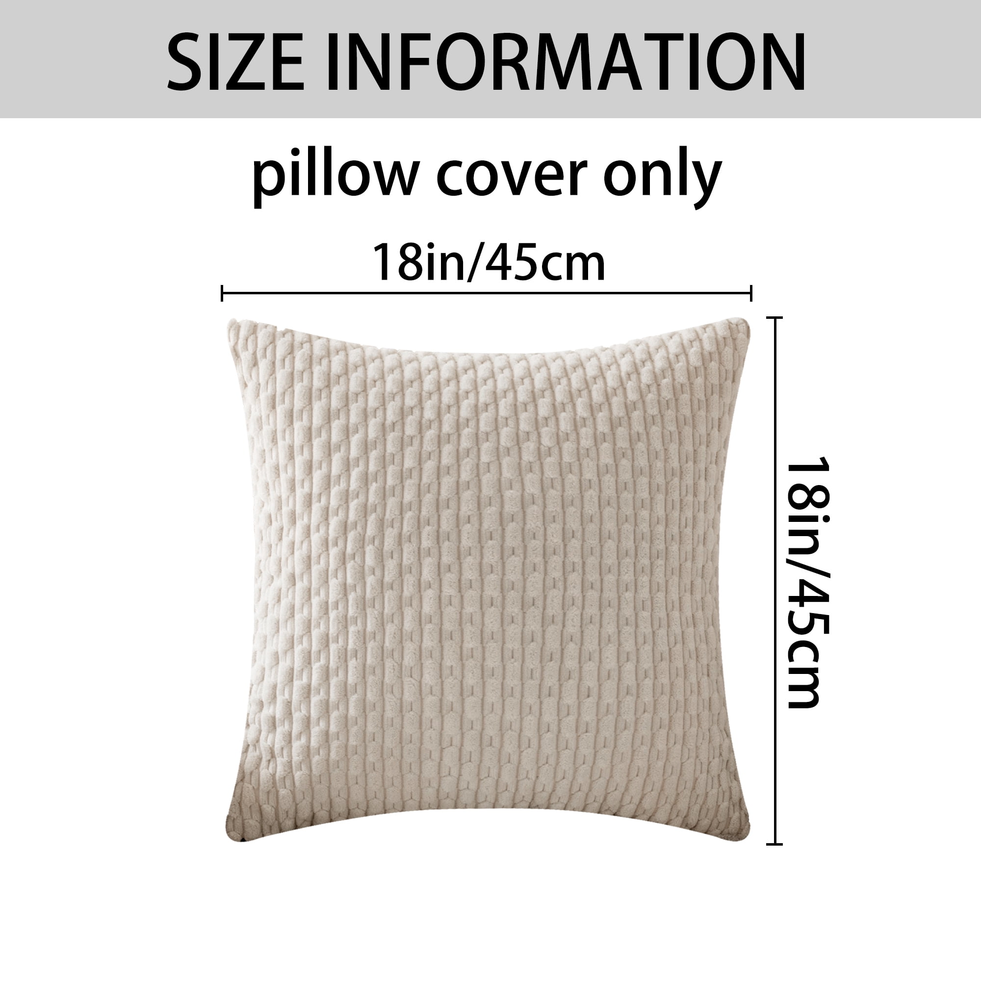 Unique Bargains 2Pcs Decorative Throw Pillow Covers for Sofa Beige 18" x 18"