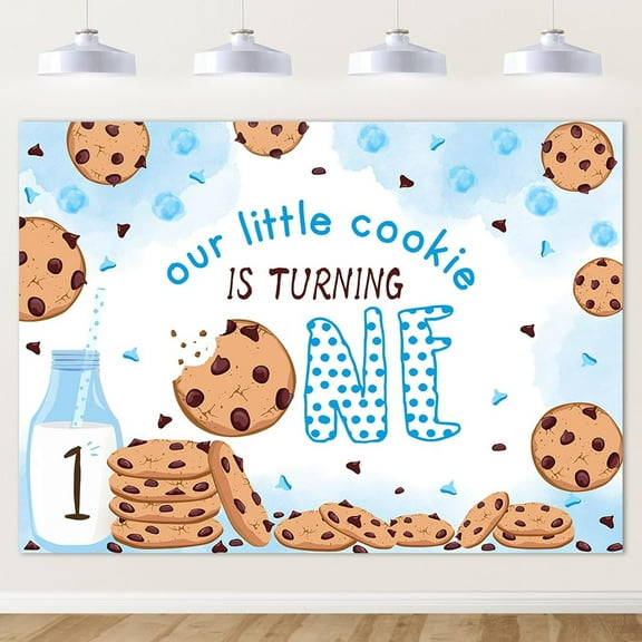 10x7ft Cookie First Birthday Party Backdrop Cookies and Milk 1st Birthday Background Boys First Birthday Party Decorations Banner Photo Studio Props