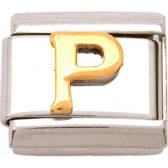 Italian Charm Gold Plated Alphabet Initial Letter P Charm