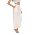 thumbnail image 4 of Pantalones FUNYYZO para mujer, holgados, plisados, parte delantera ancha, color beige, 4 of 6