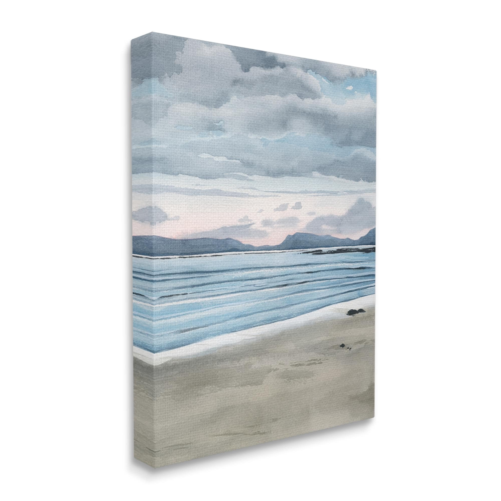 Stupell Cloudy Sunrise Beach Scenery Landscape Painting Gallery Wrapped Canvas Print Wall Art