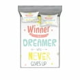 thumbnail image 2 of Saying Bedding Set with Sheet & Covers, Positive Motivational Words on a Poster with Colorful Letters and Stars, Printed Bedroom Decor 2 Shams, 4 Sizes, Multicolor, by Ambesonne, 2 of 3