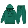 thumbnail image 7 of Ccpelsie Girls Clothes 2 Piece Clothing Sets Hoodie Long Sleeve Sweatshirts and Pants Fall Winter Outfits for Girls(Dark Green,6-7 Years), 7 of 7