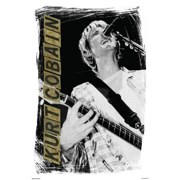 Posterazzi PYRPAS0639 Kurt Cobain - Poster Bw Chantant Imprimé - 24 x 36 Po.