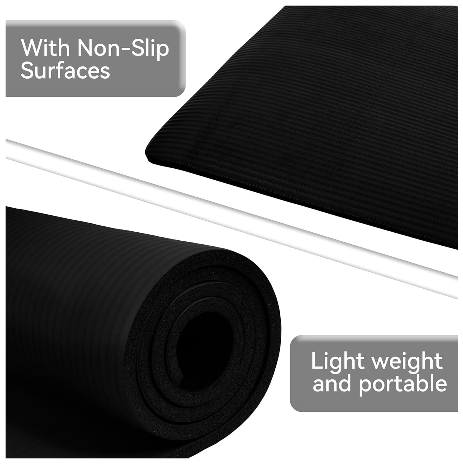 BalanceFrom 1/2 In. Yoga Mat, Black