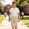 thumbnail image 4 of Frnrwgo Boys Cargo Shorts with Pockets Lightweight Elastic Waist Big Kids Youth Spring Summer Casual Sports Bottoms, 4 of 5