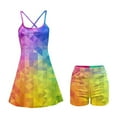 thumbnail image 5 of Psesaysky Womens Square Neck Athletic Dress Sleeveless Colorful Geometry Print Tennis Golf Exercise Mini Dresses Trendy Summer Outfits, Size S, 5 of 5
