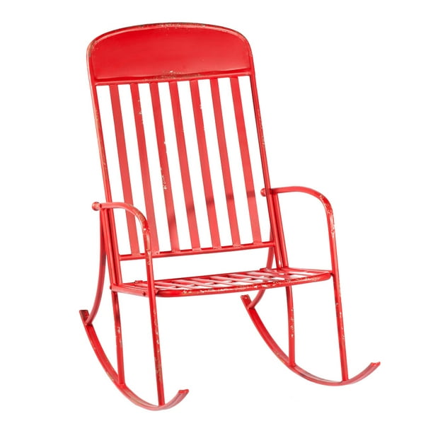 45" Cherry Red Distressed Finish Outdoor Patio Rocking Chair with
Curved Legs - Walmart.com