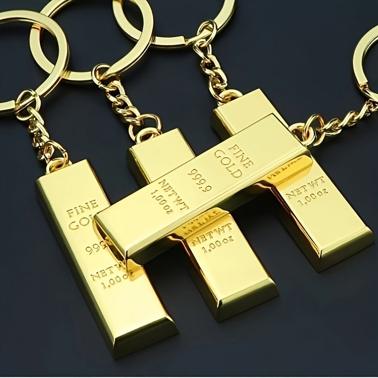 1 simulation gold bars key chain, zinc alloy gold key ring, unpreceded metal BRIDS pendant, fashion style, suitable for backpack accessories, suitable for Christmas, gift for boys, gifts for boys,1