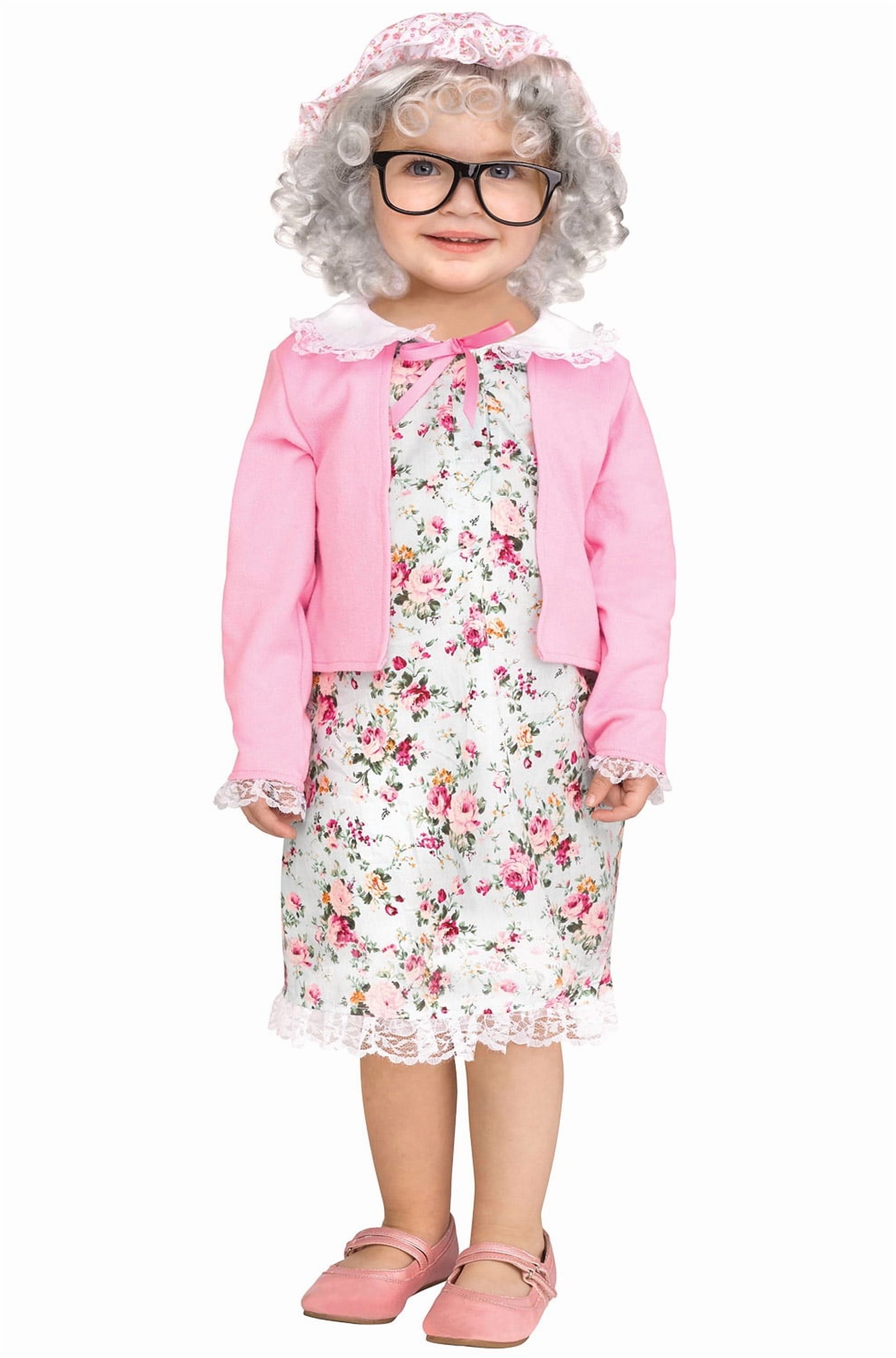 Rubie's Little Old Lady Child's Costume - Dress, Sweater & Wig/Kerchief Headpiece, Size Small