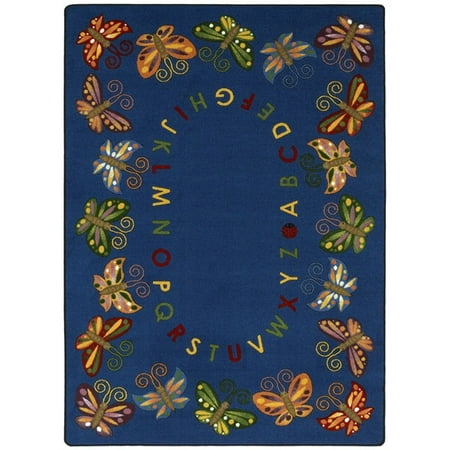 Joy Carpets 1541E Butterfly Delight 7 ft.7 in. Round WearOn Nylon Machine Tufted- Cut Pile Educational Rug