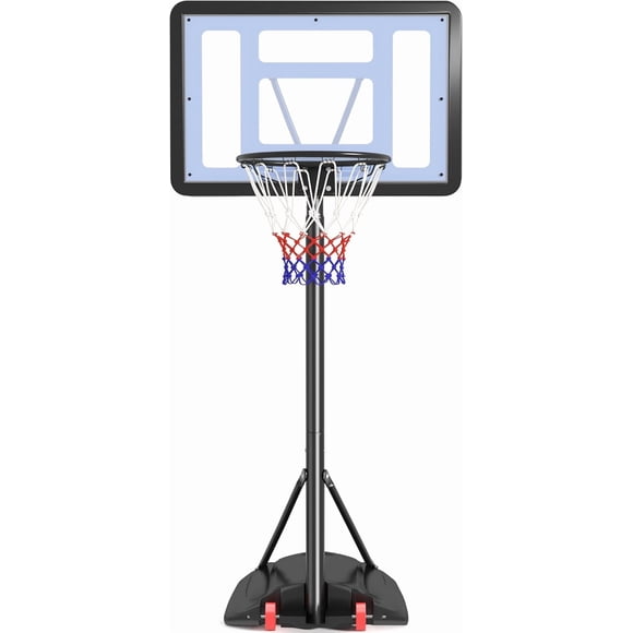 LLLLZASD  Kids Basketball Hoop Outdoor Portable Basketball Goal Court for Youth & Adults 7.2-9.2ft Height Adjustable, 32inch Backboard