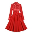 thumbnail image 1 of Robes pour Femmes 2024 Été Oversize Rétro Col en V Manches 3/4 Ceinture Boutonnée Grande Jupe Ourlet Robe 50 % de Réduction Liquidation!, 1 of 8