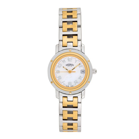 Pre-Owned Hermes Women's Clipper 24mm Stainless Steel and Gold plated Wristwatch