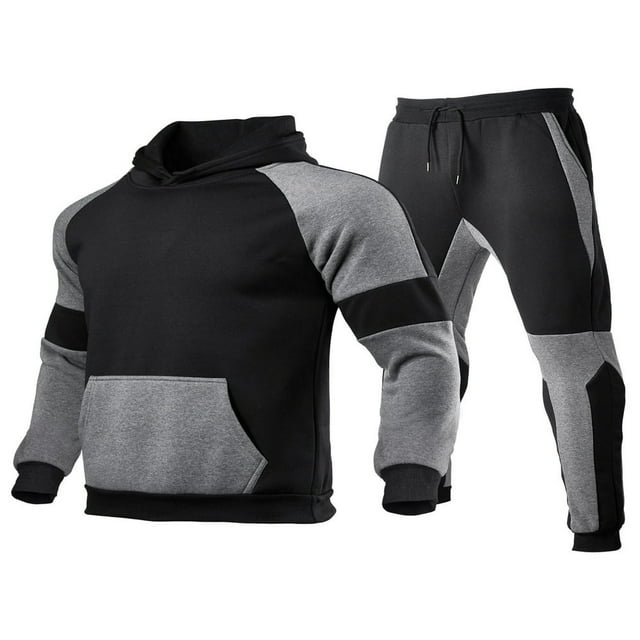Mens Sweatsuits 2 Piece Hoodie Tracksuit Sets CasualColor Block Jogging Suits for Men