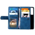 thumbnail image 2 of ELEHOLD Multi-Functional Wallet Case for Samsung Galaxy S23 Plus, 9 Card Slots Zipper Pocket Wriststrap Stand Function Premium Leather Shockproof Purse Case for Samsung S23+,Darkblue, 2 of 9