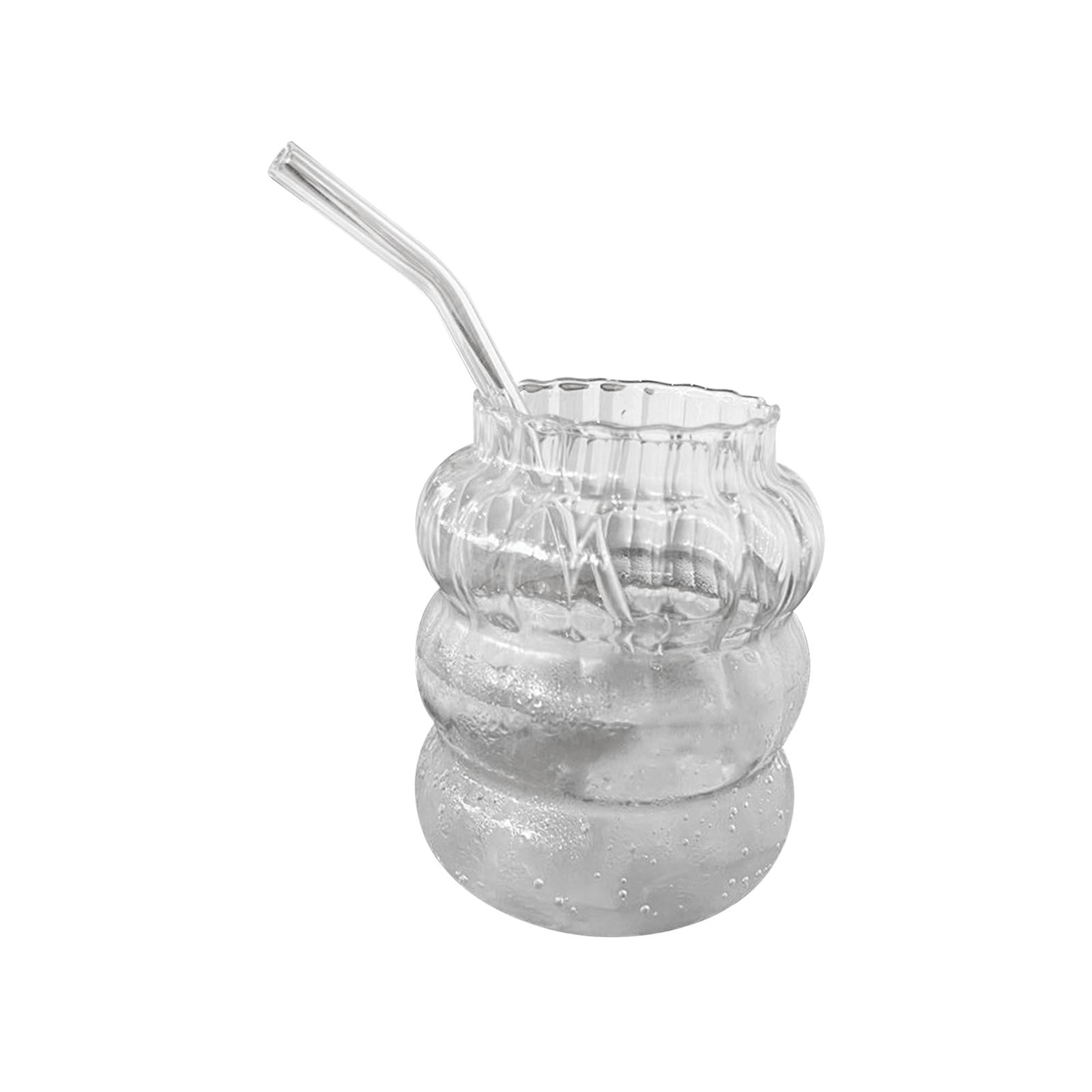 kowaku 3X Glass Sippy Cup with Straw Iced Coffee Cup for Travel Home Kitchen