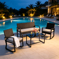 thumbnail image 5 of Lofka 4-Piece Patio Furniture Set, Outdoor Wicker Rocking Chairs with Loveseat & Glass Coffee Table, UV-Resistant, Removable Cushions, 300lbs Capacity for Backyard Balcony, 5 of 11