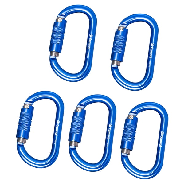 Mosquetón de Escalada Cola de Aluminio Tipo D 25KN Hardware de Bloqueo Automático Azul