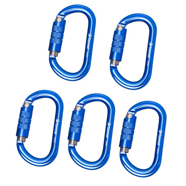 Mosquetón de Escalada Cola de Aluminio Tipo D 25KN Hardware de Bloqueo Automático Azul