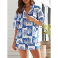 thumbnail image 5 of Yunliwuli Women Summer Shorts Outfits Sun/Shell Print Short Sleeve Shirts Tops Elastic Waist Shorts 2 Pieces Clothes Set, 5 of 10