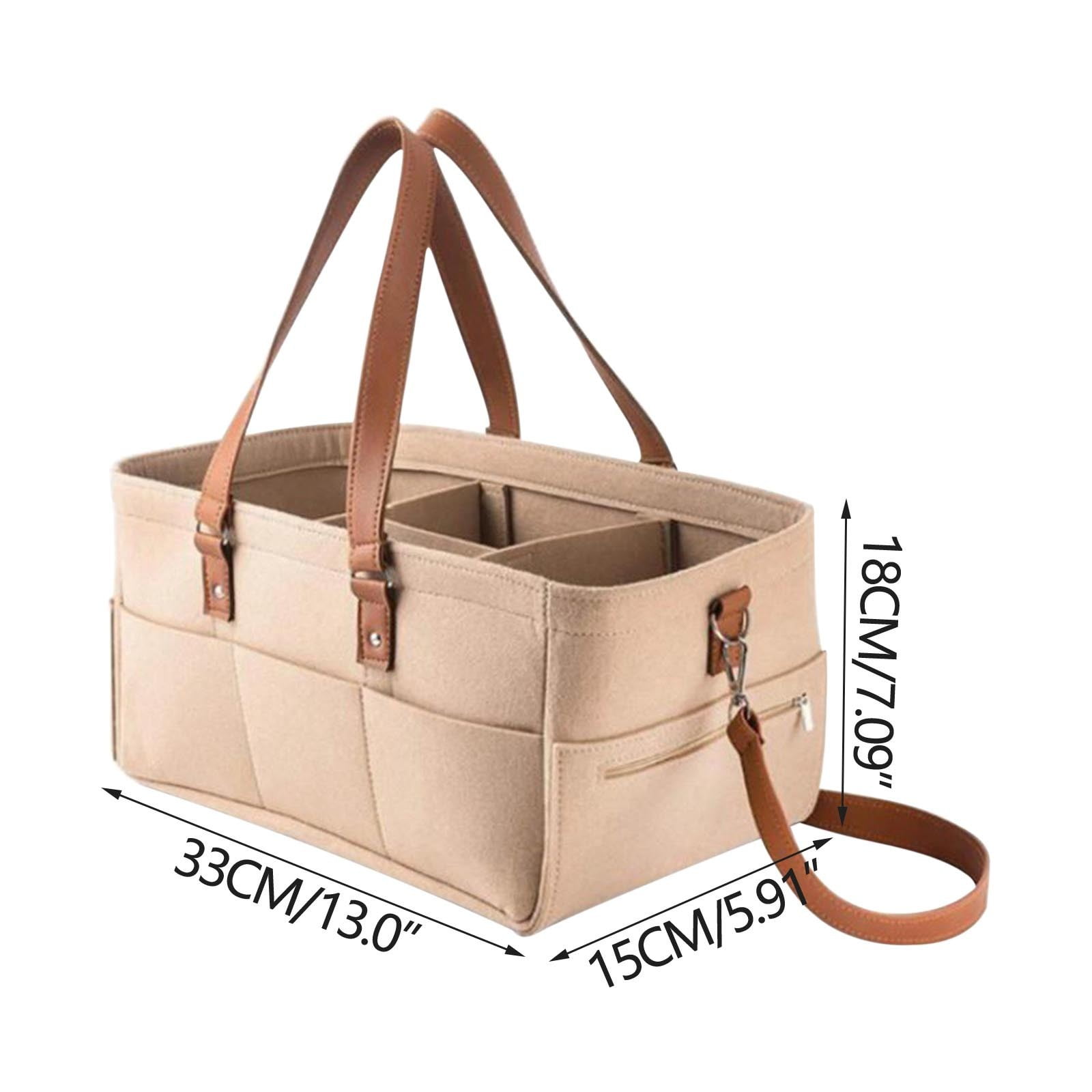 Baby Diaper Caddy Organizer, Soft Felt Bag with 6 Side Pockets, Portable Tote Nappy Bag for Car or Nursery, Must-Have for travel, Car or Nursery