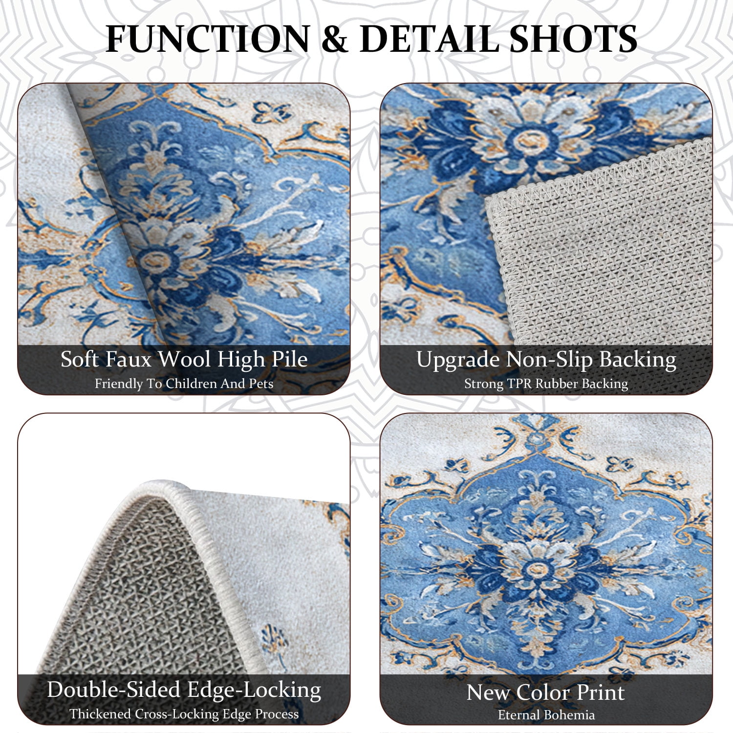3-Piece Farmhouse Kitchen Rug Set, Washable Anti Slip Striped Floor Mats in 3 Sizes, Stain Resistant Decor Rugs for Kitchen Hallway Bathroom Home Christmas Decor