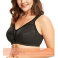 thumbnail image 2 of Exclare Women's Full Coverage Leopard Print Wirefree Unpadded Comfort Minimizer Everyday Bra (36C ,Black), 2 of 6