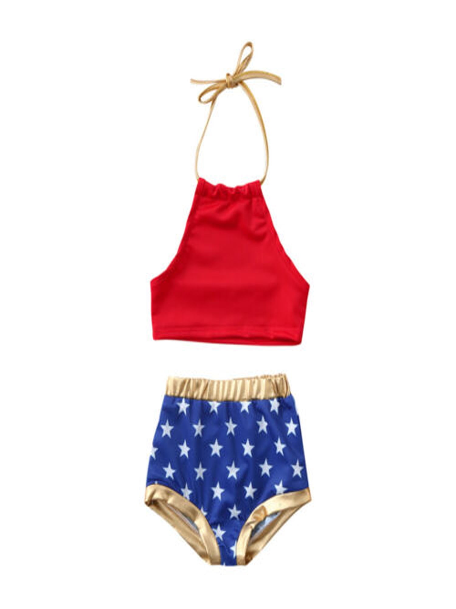 2pcs Toddler Kids Baby Girls Swimwear Swimsuit Tankini Bikini Beach Bathing Suit 