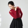 thumbnail image 4 of Traje de baile latino para mujer adulta, camiseta de manga larga, ropa de práctica de baile, ropa de baile modal negra, cuerpo, 4 of 5
