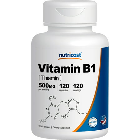 Nutricost Vitamin B1 (Thiamin) 500mg, 120 Capsules - Gluten Free & (Best Time To Take Vitamin B1)