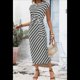 thumbnail image 4 of Vestido de Verano para Mujer, con Cuello Redondo, Informal, Elegante, con Lazo en la Cintura y Corta. Gris Oscuro M, 4 of 9