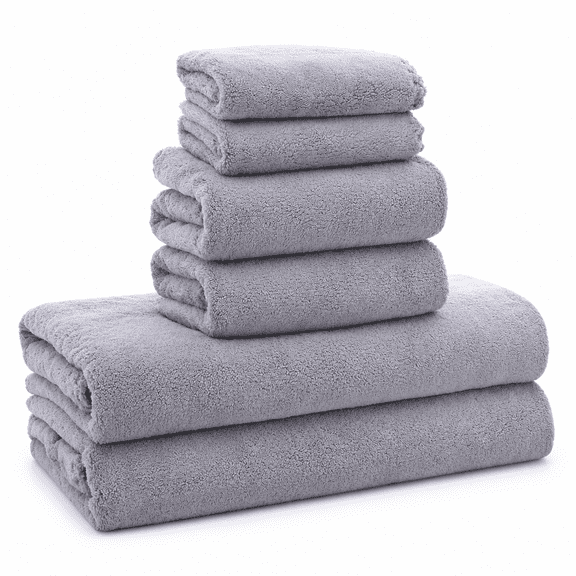 Grey Ultra Soft 6-Piece Towel Set, Includes Bath, Hand & Washcloth Towels