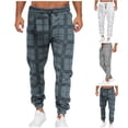 thumbnail image 1 of Styesk Men's Pants Man Checkered Printed Sports Casual Drawstring Ankle Pants, 1 of 5