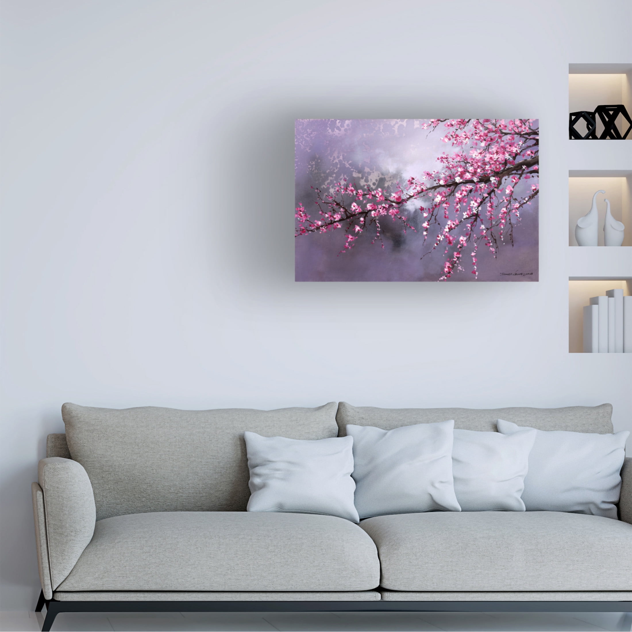 Canvas Wall Art - Thomas Leung 'Winter Plum Blossom' Wall Art for Living Room, Bedroom, or Office Décor by Trademark Fine Art - 32 x 22 Inches