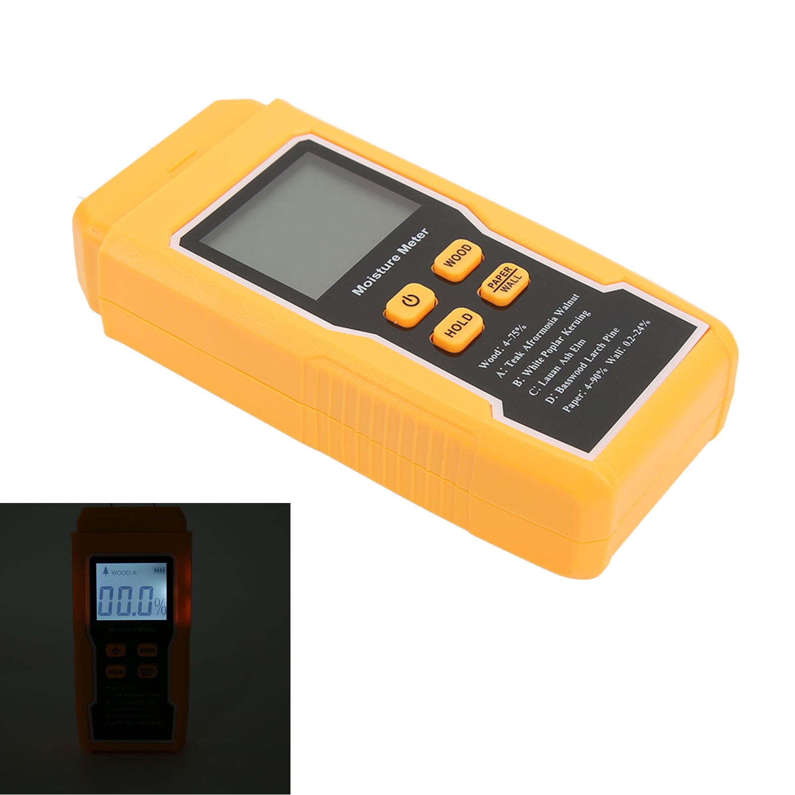 Moisture Meter For Wood & Drywall – 4 Modes With Firewood Check, HD Color Display, 0.1% Resolution (Pins Included)