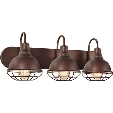 

Home 24” 3-Light Industrial Farmhouse Vanity/Bathroom Light Brushed Bronze Finish