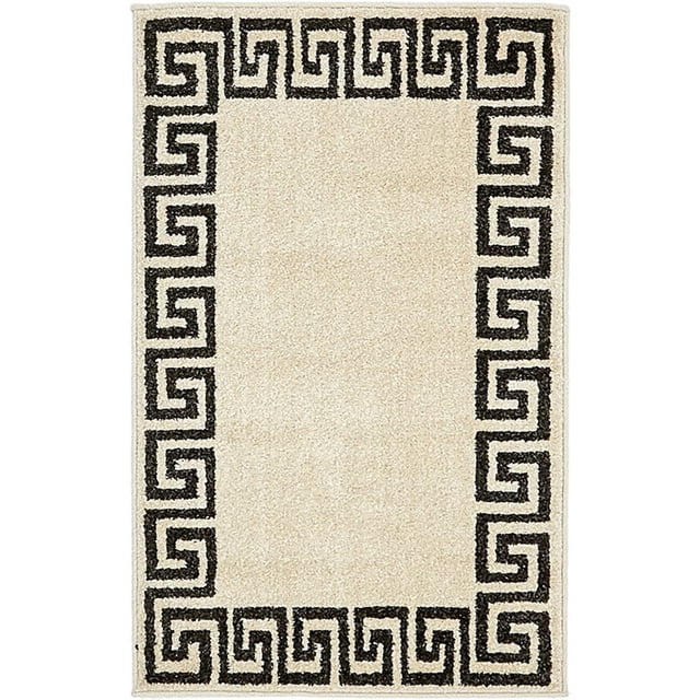 Unique Loom Athens Border Design Area Rug 2' x 3' Rectangular Beige/Black