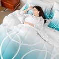 thumbnail image 4 of jejeloiu Stripes Lines Circle 7-Piece Twin Bedding Sets,Cyan White Bedding Comforter Set For Teens Kids Reversible, 4 of 8