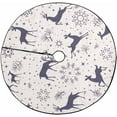 thumbnail image 1 of FMSHPON Gorgeous DeersSnowflake Xmas Christmas Tree Skirt Stand Mat for Holiday Party Decoration Indoor Outdoor 36 inches, 1 of 3