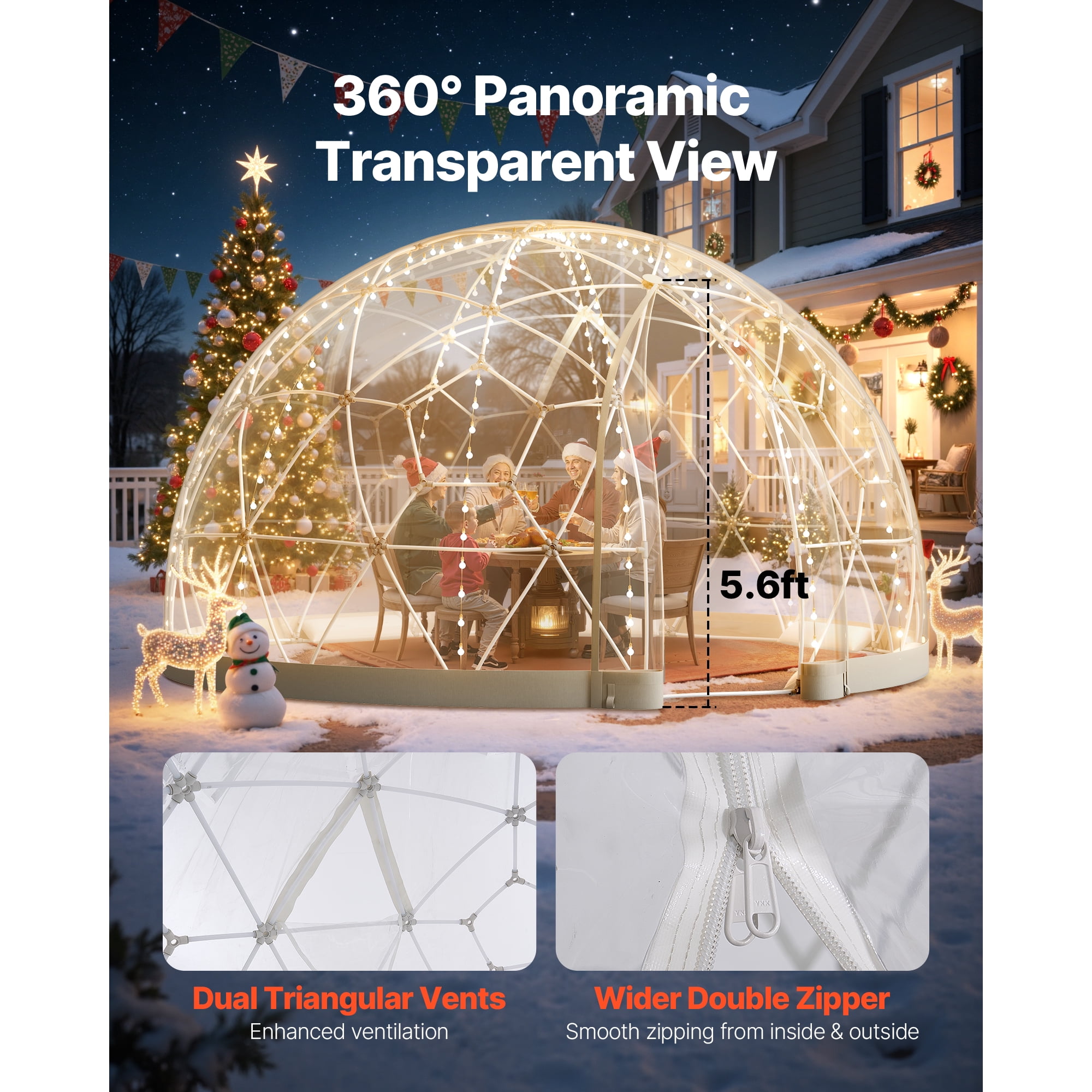 KFFKFF 12 x 7.2 ft Outdoor Clear Garden Dome Igloo, Weather