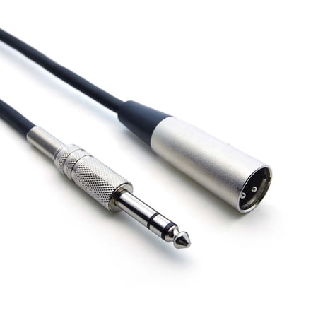 25Ft XLR 3P Male to 1/4  TRS Stereo Male Microphone Cable