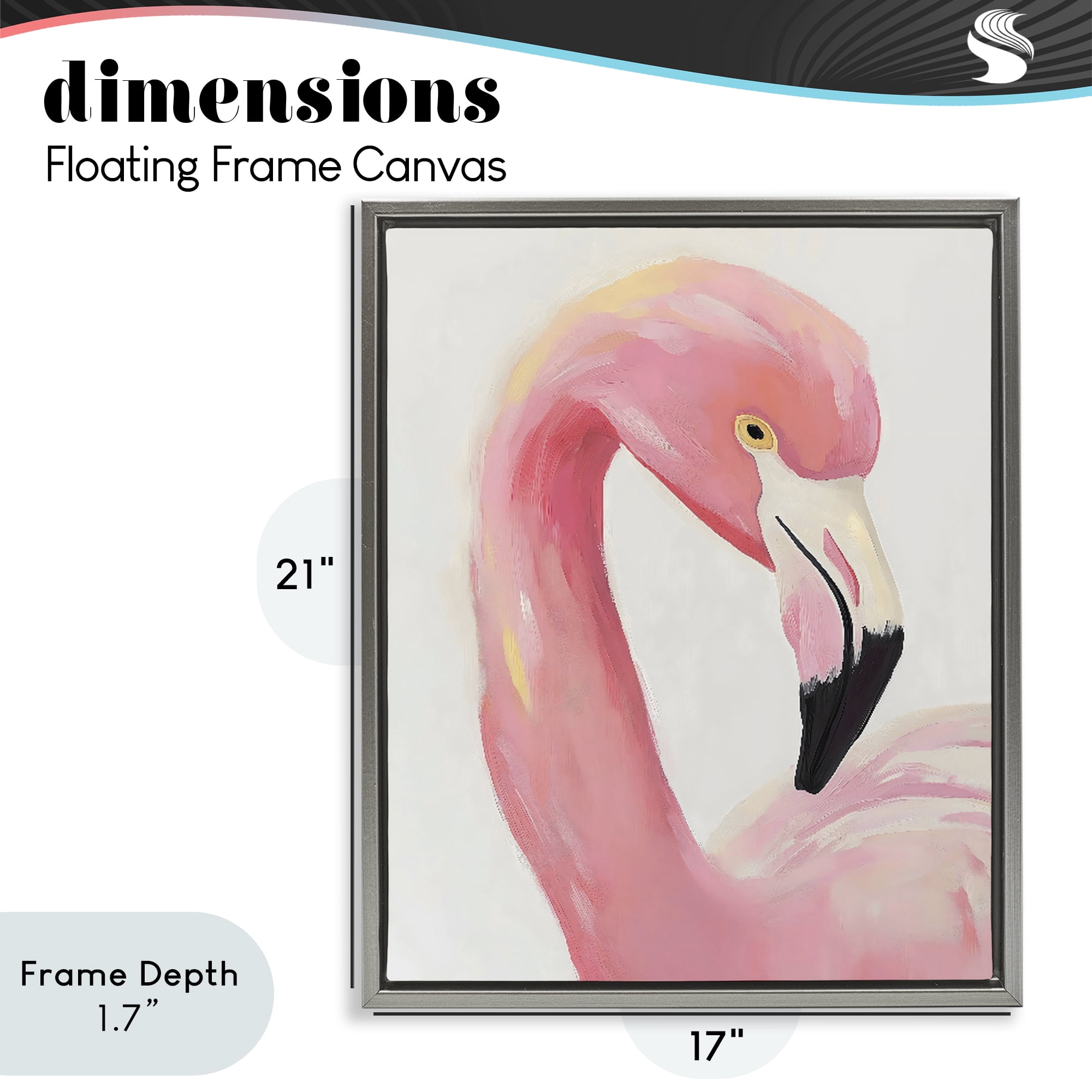 Stupell Industries Serene Pink Flamingo Portrait Gray Framed Floater Canvas Wall Art, design by The Prints Vibe