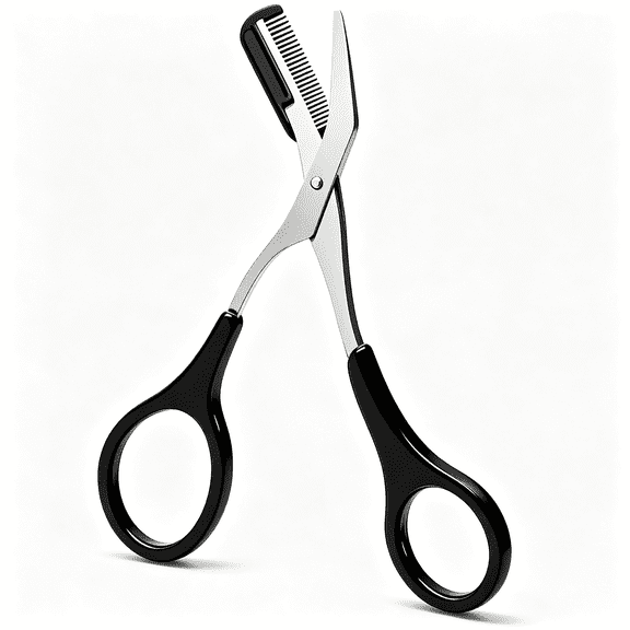 EXLEAF 2-In-1 Eyebrow Scissors with Comb, Stainless Steel Eyebrow Trimmer Scissors for Women and Men, Precision Eyebrow Grooming Tool for Eyebrow Shaping (Black)