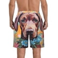 thumbnail image 3 of KLL Painted Flower Puppy Men's Casual Summer Beach Shorts Hawaiian Shorts with Pockets-Large, 3 of 5