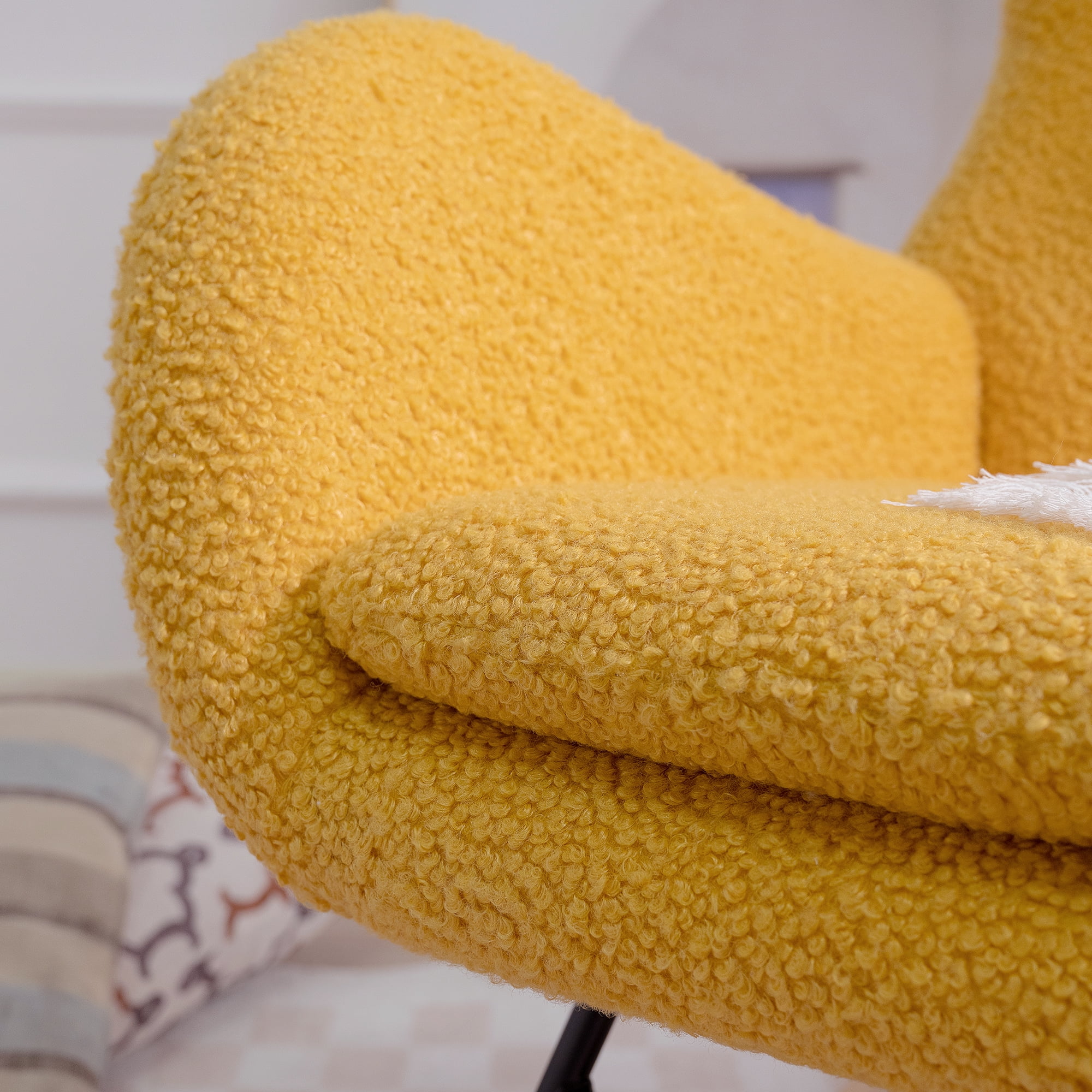 Rocking Chair Nursery,  Rocking Chair With Non-slip Mat, Metal Frame, High-density Sponge Backrest And Seat Cushion, Living Room Accent Chair