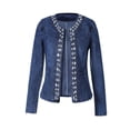 thumbnail image 6 of Edvintorg Jean Jacket for Girls Crew Neck Long Sleeve Open Front Denim Coat Teen Clothes for Girls Size 12-17, 6 of 9